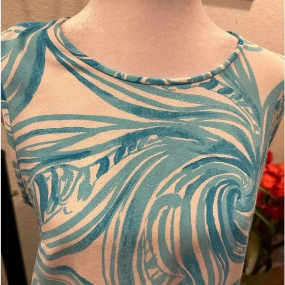 Lilly Pulitzer Blue Sabrina Sea Ruffles Tiger Wave Shift Zip mini dress size M - Picture 5 of 11